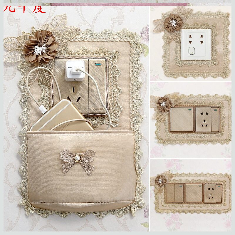 Dust cover wall sticker wall decoration set simple switch protection sleeve European type stick-free switch paste lace double switch guest