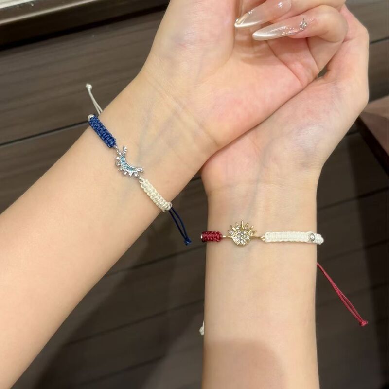 Niche Sun and Moon Handwoven Bracelet, High-End Minimalist ins Adjustable Friendship/Couple Bracelet Gift