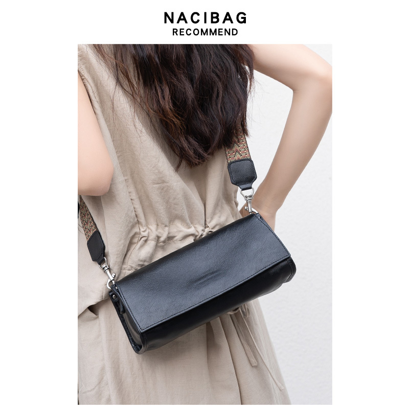 First-Layer Tree Sap Cowhide Small Square Bag 2026 New Baguette Bag Retro Soft Leather Underarm Bag Wide Shoulder Strap Crossbody Bag for Women