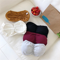 Korean version of the all-match bandeau strapless anti-naked chest wrap with chest pad gathered bra seaside vacation beauty back underwear women