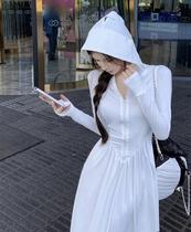 Seaside vacation beach jacket long-sleeved hooded hot spring swimsuit outer cover-up long sun protection clothing that can be used in the water