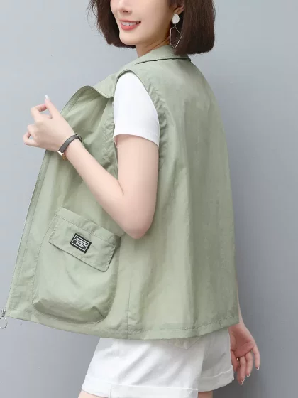 马甲防晒衣女夏季无袖薄款宽松大码透气时尚休闲百搭上衣背心外套