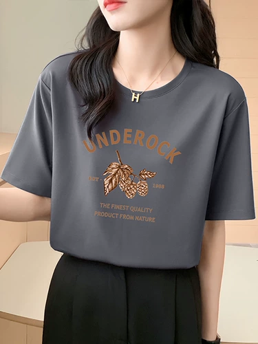 Jolment Roman Tencel тяжелая футболка на правое плечо с короткими рукавами, летний женский свободный плиссированный топ с фруктовым принтом