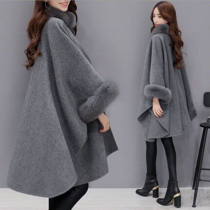 150 small woolen cloak double-sided cashmere coat female Hepburn style temperament high-end shawl woolen coat 155