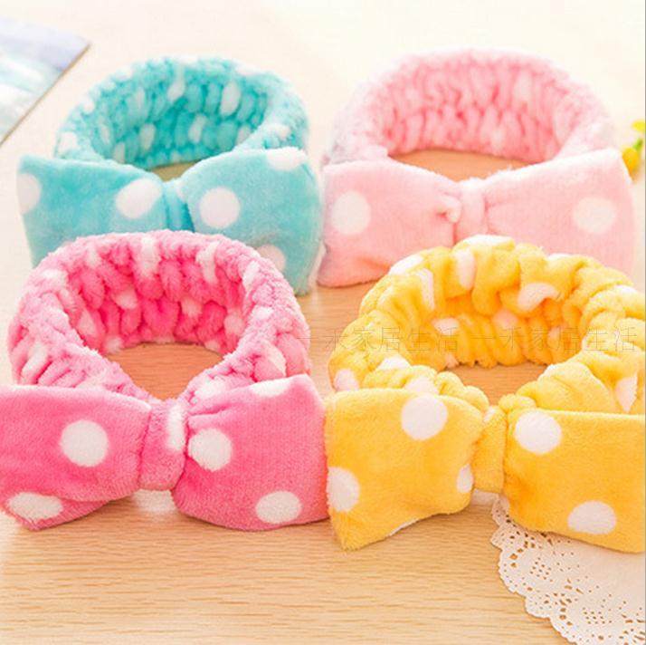 Korean Version Cute Princess Wave Dot Butterfly Knot Wash Face Makeup Coral Suede Lady Bouquet with 1220