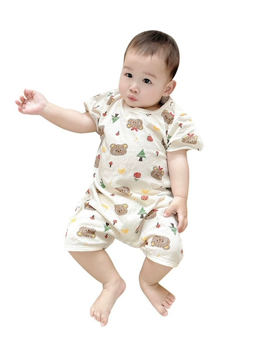 Детское хлопковое боди для мальчиков для новорожденных, летняя тонкая пижама для девочек, короткий рукав, 0-2 лет