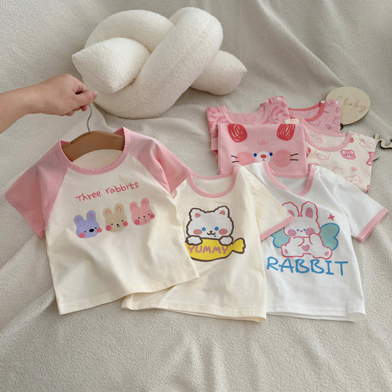 女宝宝夏季短袖t恤男小童婴儿薄款上衣儿童夏装纯棉半袖外穿童装