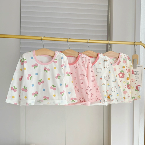 Детское хлопковое базовое термобелье, детский милый осенний лонгслив подходит для мужчин и женщин, осеннее