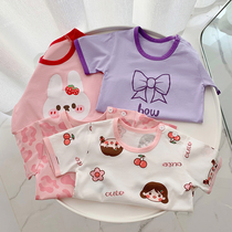 Childrens Short Sleeve Summer Girl Baby Pure Cotton Half-sleeved Baby Childs Lax T-shirt Han Edition Girl Summer Clothing