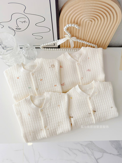 婴儿秋季保暖哈衣男童女童无骨纯棉爬服连体衣新生宝宝0-2岁外穿