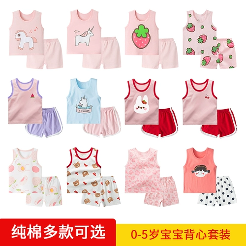 Майка топ для девочек, летний хлопковый комплект для раннего возраста, детская летняя одежда