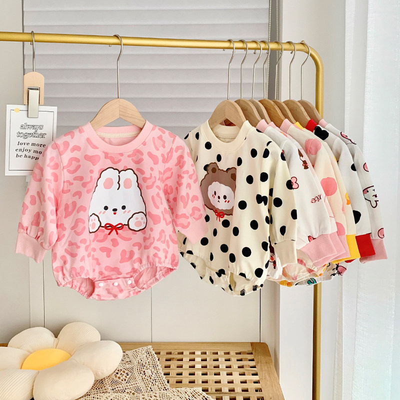 Baby Fall Sweatshirt Bag Fart 2022 New Freshmen Long Sleeve Climbing Suit Little Girl Baby Triangle Baby Even