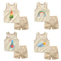 Summer young boy 0 pure cotton girlbaby two shorts summer dress 1 baby vest suit 2 year old thin