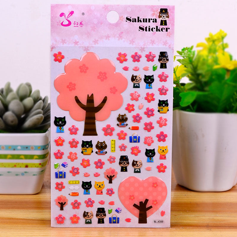Cherry Blossom Drop Glue Bubble patch Cubic crystal cute Japan-ROK meritocratic Wind Diy Benko Decorative Mobile Phone Sticker