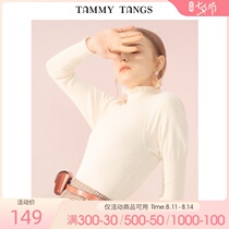 Sugar force winter new solid color bubble sleeve fungus collar bottoming shirt pullover slim-fit sweater top women