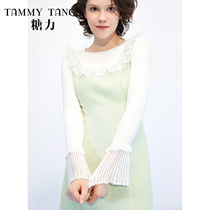 (Shopping mall same model) sugar power winter New thin nail bead ruffle woven texture sleeveless dress women