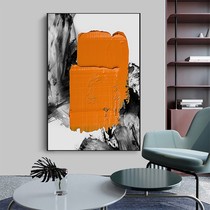 6-06 hand-painted oil painting restaurant abstract modern Orange decorative painting porch background wall living room three-dimensional black and white hanging painting