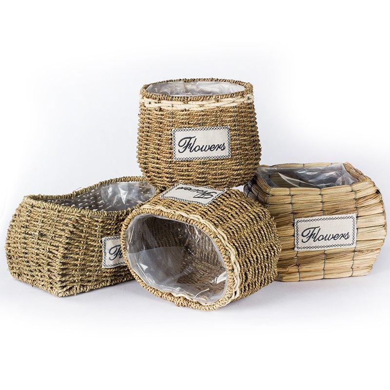 Eurostyle vines potted plant grass-flower-flower flower arrangement flower flower arrangement small flower basket willow with gold Ge woven large flower pot