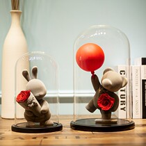 Yongsheng flower luminous glass cover dust cover decoration rabbit Confession Bear handicraft sweetheart display box gift hand