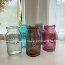 Glass retro Big Vase ins Wind bottle decoration decoration room model room decoration coffee shop color