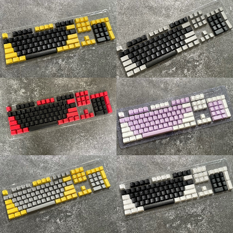 Colour personality red black yellow grey purple white mechanical keyboard keycap 68 87104 key light transmission cross axis pbt