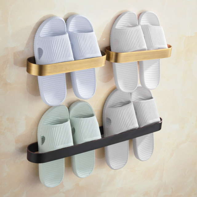 Bathroom slipper rack wall-mounted punch-free storage rack household bathroom door behind toilet drain storage rack