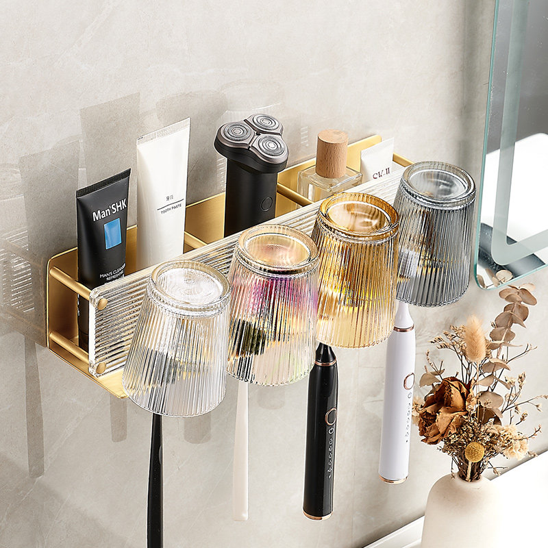 Light extravagant electric toothbrush rack acrylic toilet lovers gargle cup toothpaste containing shelf wall-mounted shelf-Taobao