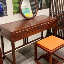 New Chinese style ebony wood dressing table modern Zen style solid wood dressing table bedroom makeup mirror makeup stool desk two-piece set