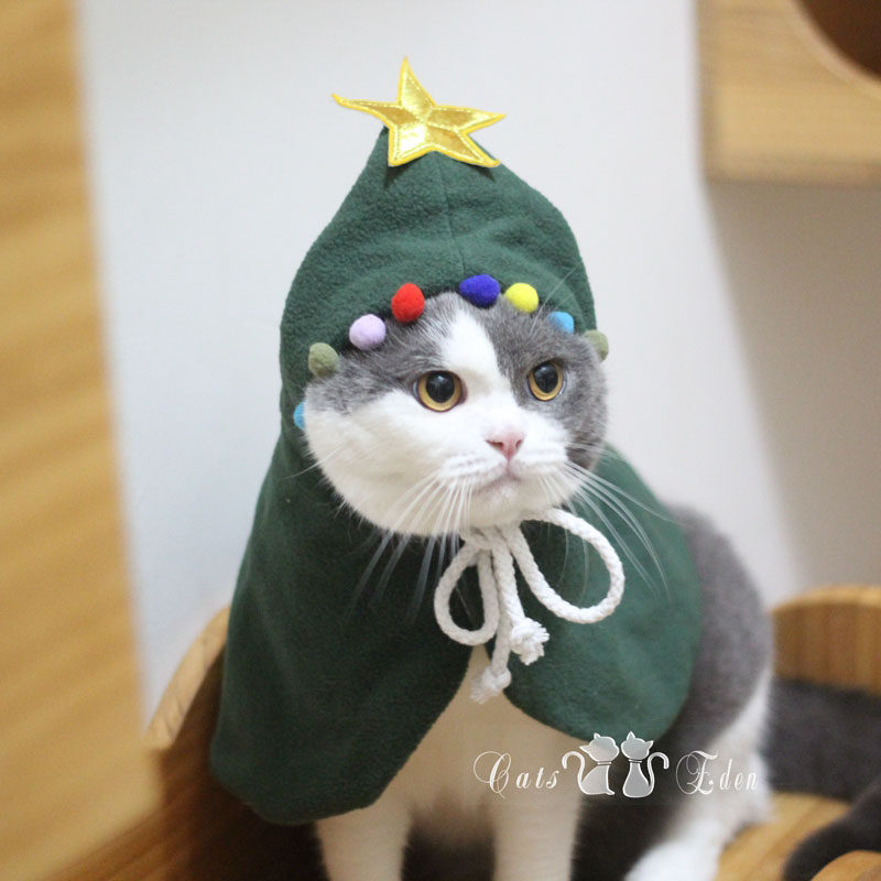 Kitty Christmas tree small cloak hood deer corner shawl cape catwalk cat cat Christmas dress for a photo shoot with audio and video props-Taobao