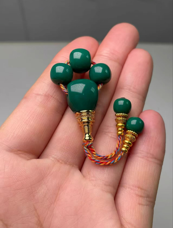 Hubei Turquoise Three-Way Buddha Head Old Style Set Buddhist Beads Barrel Beads 18K Gold-Plated Accessories Vajra Star Moon Ornaments