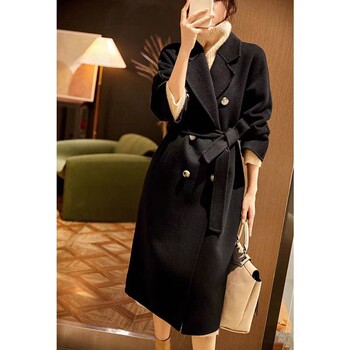 Brother sheng’s home, high-end goods leaked! 1k in the mall! double-sided wool women’s temperament, slim mid-length woolen coat