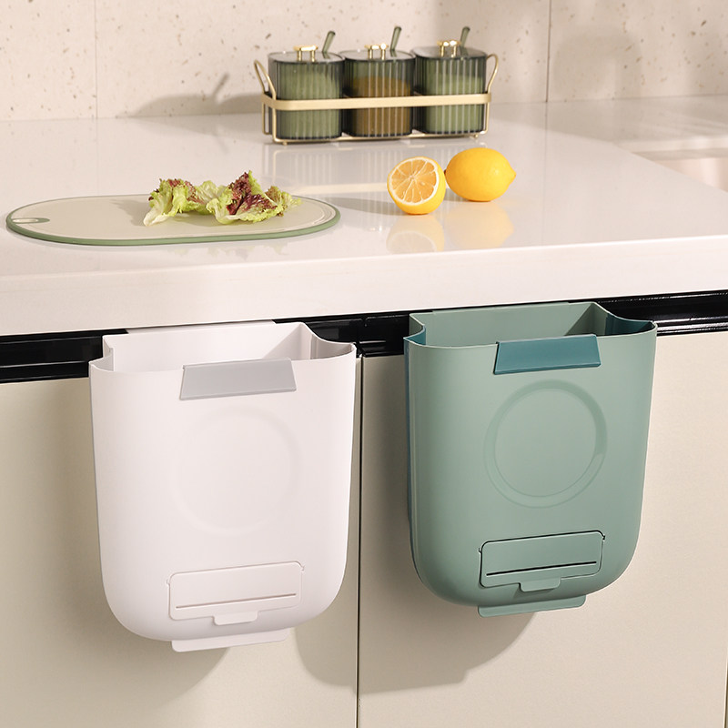 Home Wall-mounted trash cans hanging on cabinet doors folded trash bin kitchen large capacity trash basket