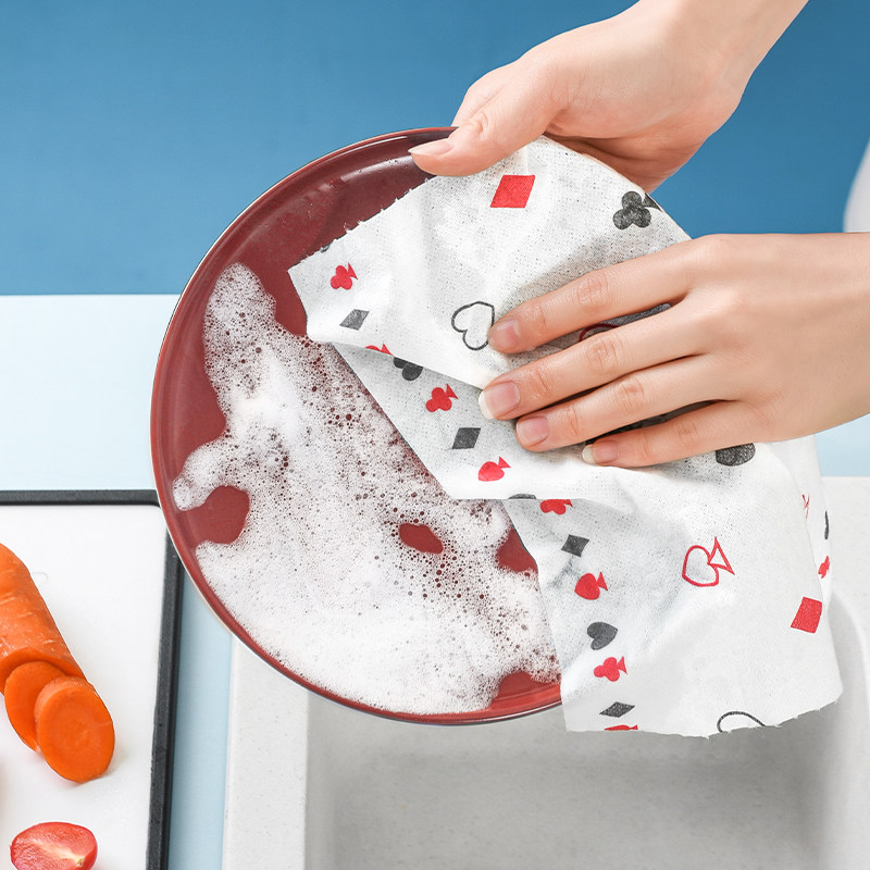 Kitchen Home Bring your own wash and lazy people Raffin Paper Black Tech Thickened Dishcloth Mesh Easy to choose dry and wet