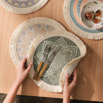 Dining mat American luxury household dining mat ins wind anti-scalding heat insulation mat kitchen pot mat table mat woven plate mat