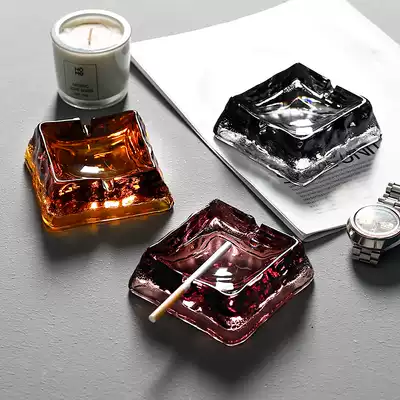 Lugukawa ins glass ashtray Creative household fashion crystal ashtray Office square hotel ashtray