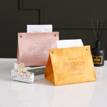 Lugu Chuan ins thickened leather tissue cover Living room dining table paper box Office tissue bag Car desktop storage