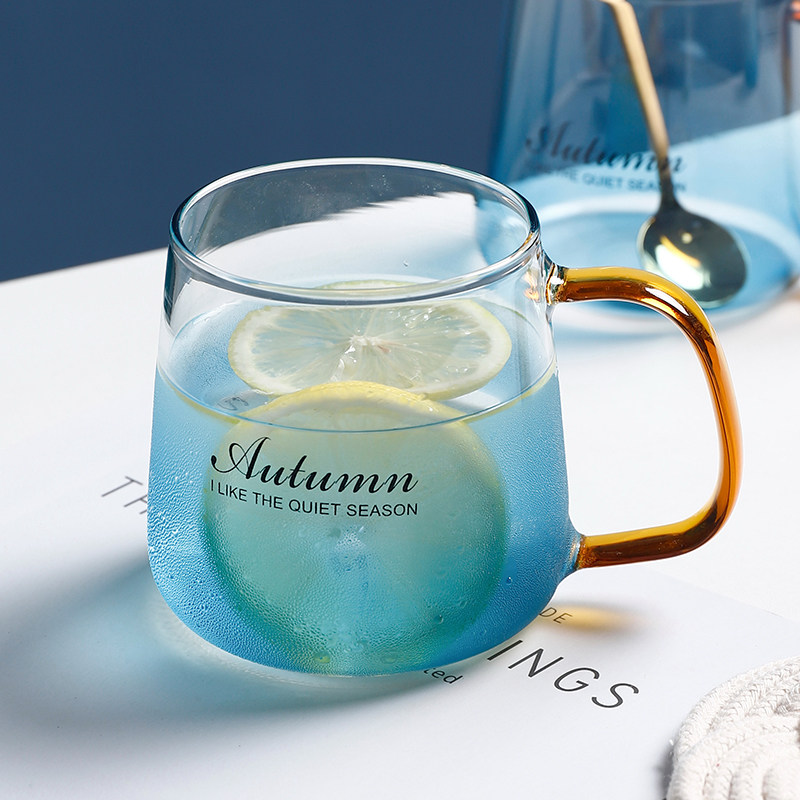 ins wind net red glass water cup with creative cold drink cup trend cute household coffee juice cup heat-resistant