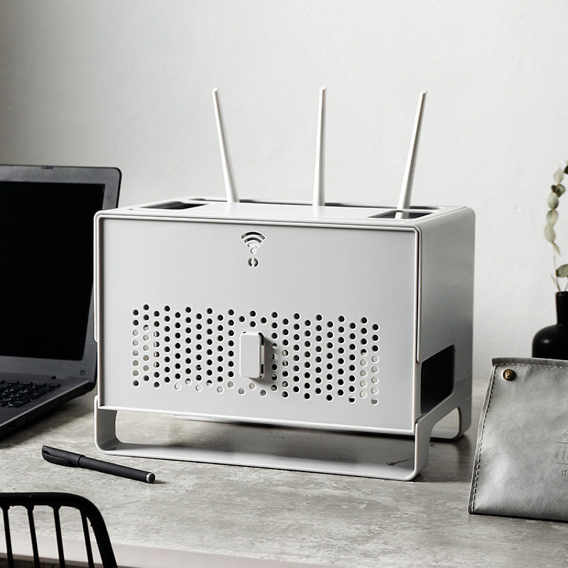 Multi-function router with cover storage box shelf Desktop large socket Set-top box Light cat creative finishing line