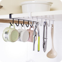 Kitchen Wrought iron seamless nail-free hook Multi-function card clip row hook Wardrobe tie finishing rack Cabinet storage pylons