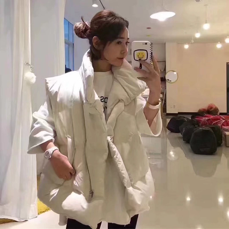 Vest cotton 2018 Hàn Quốc thu đông buông thả hoang mỏng mỏng ấm áp giản dị bánh mì xuống cotton vest nữ đầm dài qua gối cho tuổi trung niên