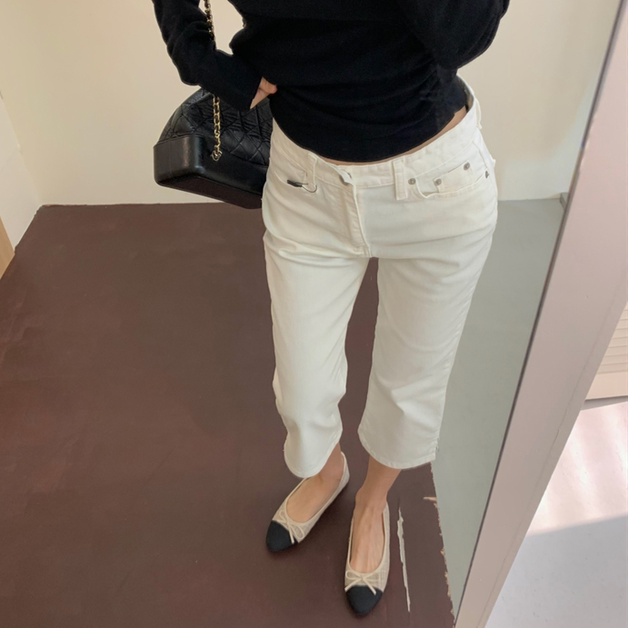 Korean High-Waisted Slit Cropped Jeans for Women, New Spring/Summer Slim-Fit Fashionable Petite Leggings Korean High-Waisted Slit Cropped Jeans for Women, New Spring/Summer Slim-Fit Fashionable Petite Leggings