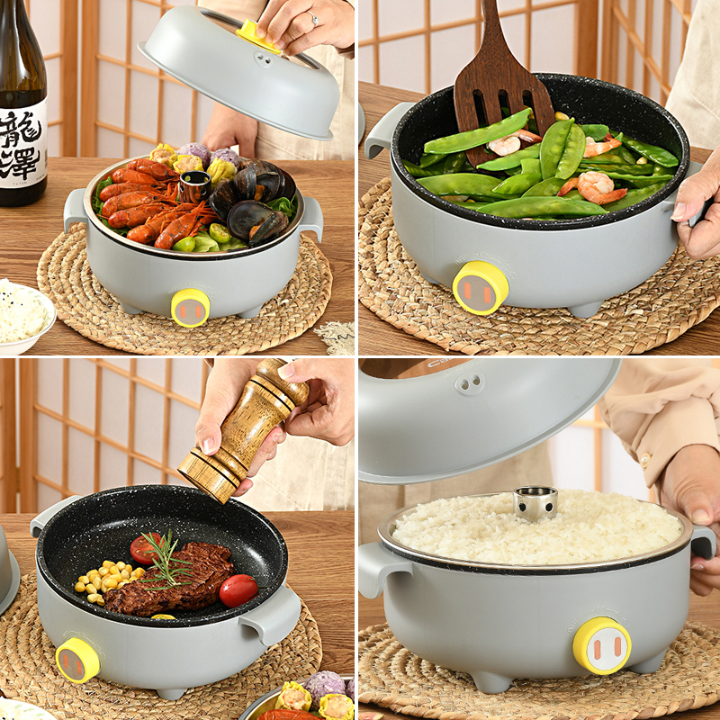 Multifunctional electric frying pan without staining pan frying pan Home Students Dormitory Decoctions Stir-fry in a small frying pan Steamed Rice Seafood