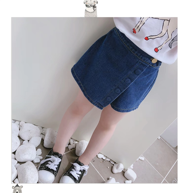 Mùa hè 2019 kiểu mới cho bé gái thoải mái quần short denim trẻ em dễ thương ngọt ngào buông tha - Quần jean