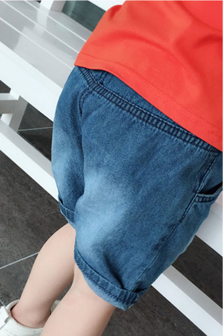 2018 vừa và nhỏ trẻ em thoải mái quần short denim mùa hè mới nam bé phim hoạt hình thời trang dễ thương quần short giản dị