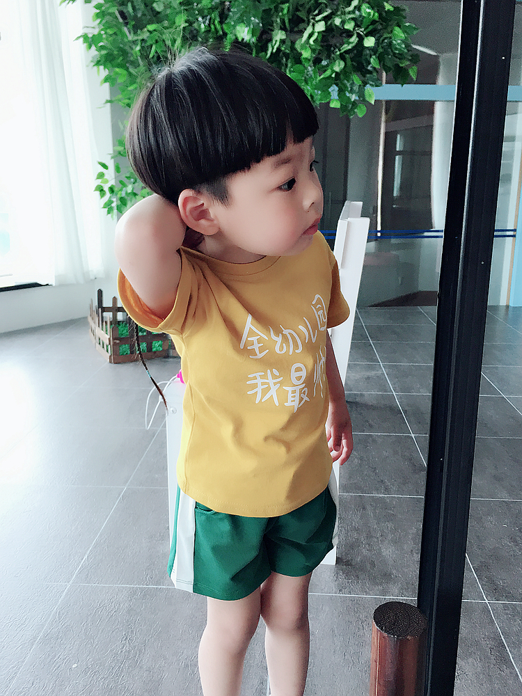 Quần áo trẻ em 2018 trẻ em mùa hè mới ngắn tay nhỏ trẻ em dễ thương nữ kho báu đẹp trai nam nhân vật văn bản in ấn T-Shirt
