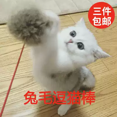 Delicate feel Rabbit hair dog tail grass funny cat stick Pet funny cat rod Interactive toy Cat toy cat supplies c