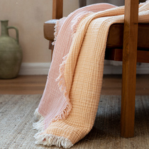 Yiluo cotton gauze tassel sofa blanket towel covered leg shawl office nap thin single blanket