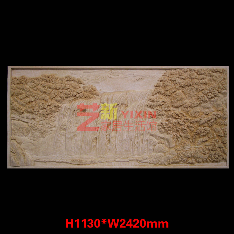 Sandstone Reliefs Custom Chinese High Mountain Flowing Water Sculpture Garden Forest Landscape Background Decoration Art Landscape Fresco