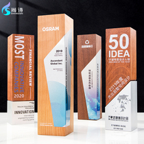 Creative wooden trophy medal Custom customized metal license plate lettering wooden tray Honor plaque award souvenir