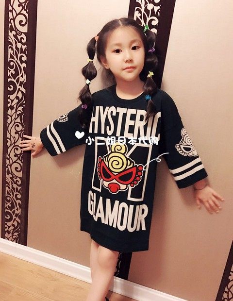 6 discount spot Sister Japanese HYSTERIC MINI Black Super Girl Children BIGT Sleeve T